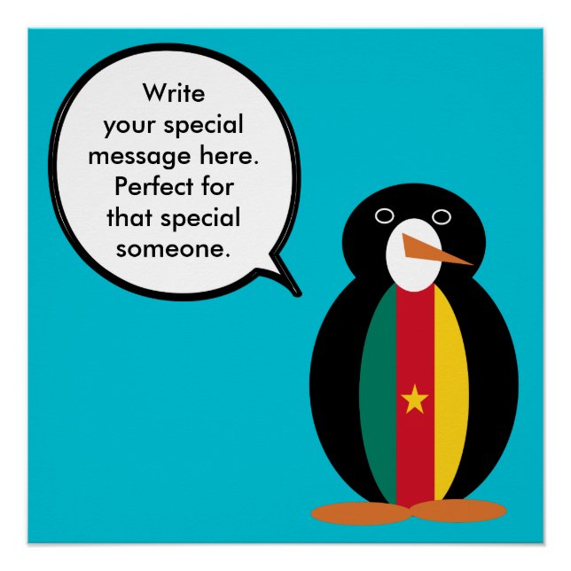 Cameroon Talking Ms Penguin Personalised  Poster (Front)