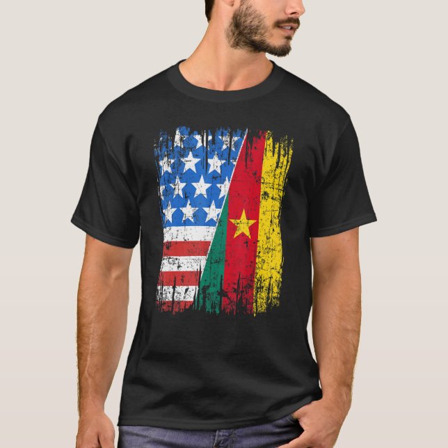 Cameroonian American Flag Cameroon Usa T-Shirt (Front)