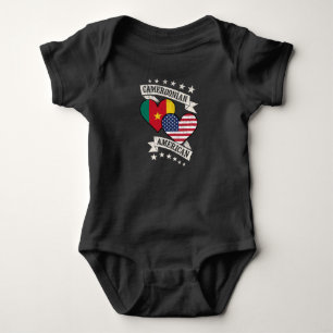 Cameroonian American Heart Flags Cameroon America Baby Bodysuit