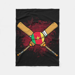 Cameroonian Cricket Racket And Ll Flag Of Cameroon Fleece Blanket