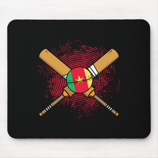 Cameroonian Cricket Racket And Ll Flag Of Cameroon Mouse Pad (Front)