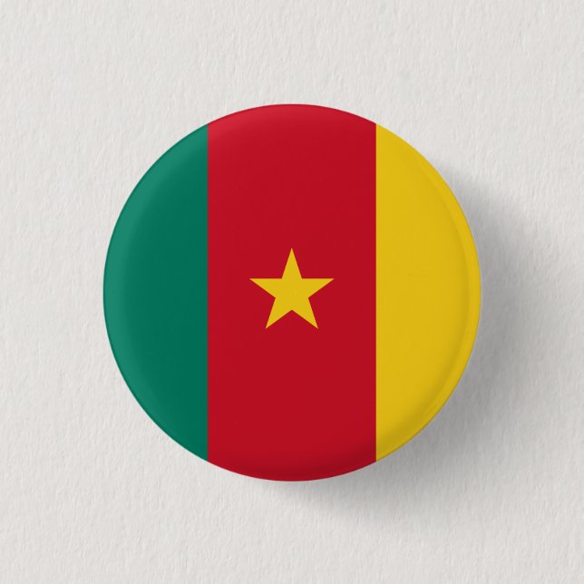 Cameroonian Flag, Flag of Cameroon 3 Cm Round Badge (Front)