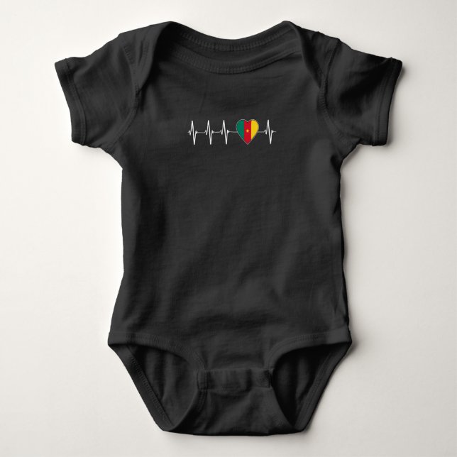 Cameroonian Heartbeat I Love Cameroon Flag Heart Baby Bodysuit (Front)