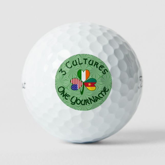 Cameroonian Irish American Flags Shamrock Personal Golf Balls (Front)
