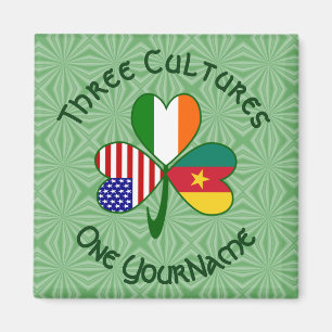 Cameroonian Irish American Flags Shamrock Personal Magnet