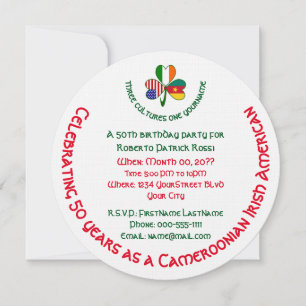 Cameroonian Irish USA Shamrock Birthday Invitation