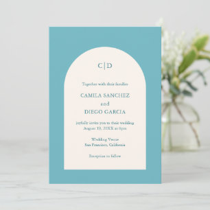 Camila Aqua Arch Modern Wedding Invitation