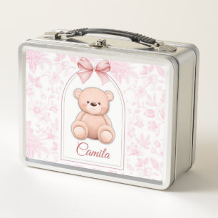 Camila   Custom Pink Teddy Bear Nursery Design  Metal Lunch Box