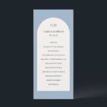 Camila Dusty Blue Arch Modern Wedding Program<br><div class="desc">Modern wedding program featuring your monogram along with your order of ceremony and wedding party inside of an ivory coloured arch over a dusty blue background.  This simple yet elegant design with muted colours can be great for a spring,  summer or winter wedding.</div>