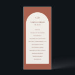 Camila Rust Arch Modern Wedding Program<br><div class="desc">Modern wedding program featuring your monogram along with your order of ceremony and wedding party inside of a cream coloured arch over a rust background.  This simple yet elegant design with earthy desert colours is great for a boho style wedding in summer or fall.</div>