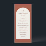 Camila Rust Arch Modern Wedding Program<br><div class="desc">Modern wedding program featuring your monogram along with your order of ceremony and wedding party inside of a cream coloured arch over a rust background.  This simple yet elegant design with earthy desert colours is great for a boho style wedding in summer or fall.</div>