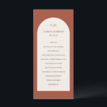 Camila Rust Arch Modern Wedding Program<br><div class="desc">Modern wedding program featuring your monogram along with your order of ceremony and wedding party inside of a cream coloured arch over a rust background.  This simple yet elegant design with earthy desert colours is great for a boho style wedding in summer or fall.</div>