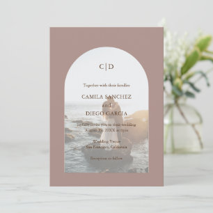 Camila Taupe Arch Modern Wedding Invitation