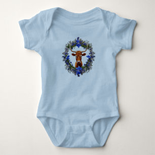 Camila The Longhorn Surrounded By Lupins Baby Bodysuit