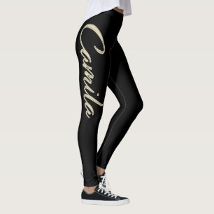 Camila white gold Handwriting trousers Leggings