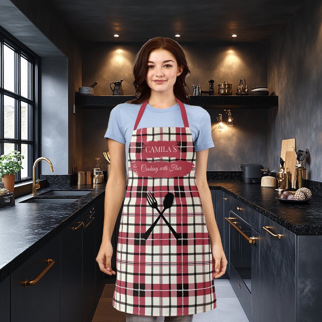 Camila's Cooking with Flair Red Plaid with Utensil Apron (Creator Uploaded)