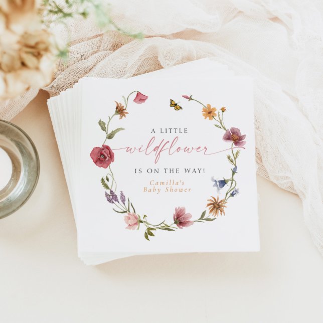 CAMILLA Butterfly Wildflower Girl Baby Shower Napkin (Creator Uploaded)