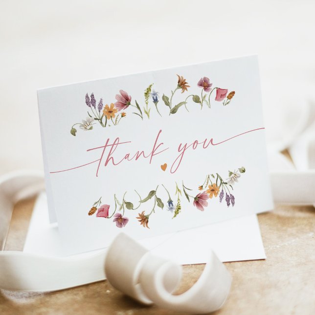 CAMILLA Cute Boho Spring Wildflower Thank You Card (Creator Uploaded)