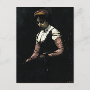 Camille Corot- Girl with Mandolin Postcard