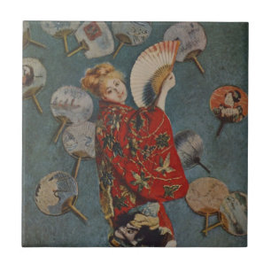 Camille Monet in Japanese Costume by Claude Monet Ceramic Tile