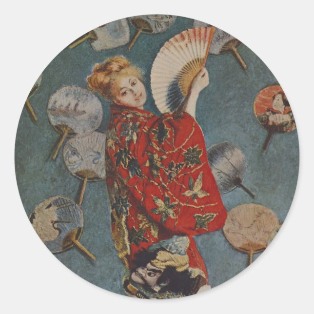 Camille Monet in Japanese Costume by Claude Monet Classic Round Sticker (Front)