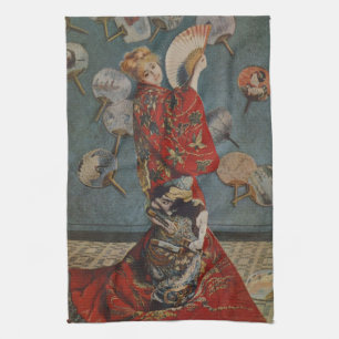 Camille Monet in Japanese Costume by Claude Monet Tea Towel