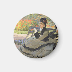 Camille Monet on a Bench Claude Monet Magnet
