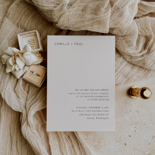Camille Neutral Modern Wedding Invitation