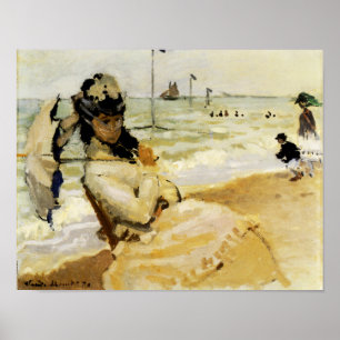 Camille on the Beach at Trouville Poster