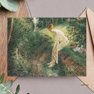 Camille Pissarro Bather in the Woods Painting Art Postcard