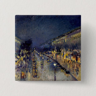 Camille Pissarro - Boulevard Montmartre at Night 15 Cm Square Badge