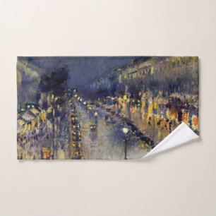 Camille Pissarro - Boulevard Montmartre at Night Bath Towel Set