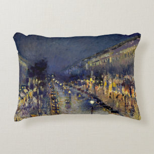 Camille Pissarro - Boulevard Montmartre at Night Decorative Cushion