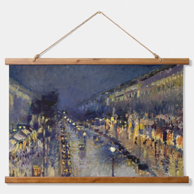 Camille Pissarro - Boulevard Montmartre at Night Hanging Tapestry (Front)