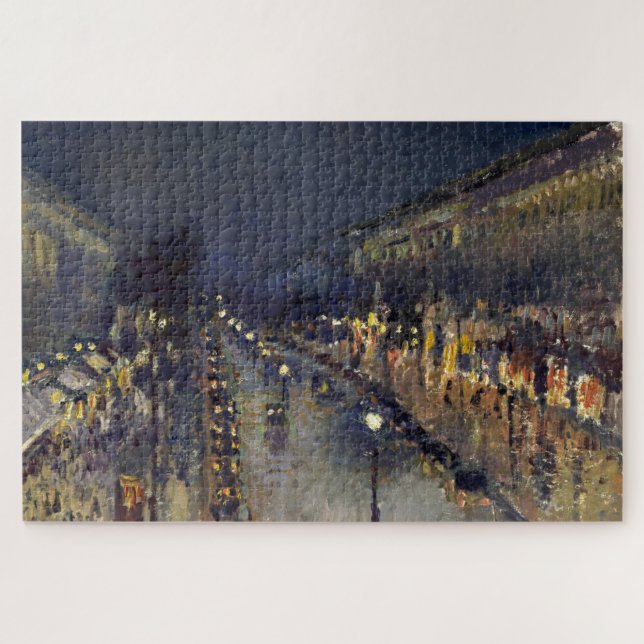 Camille Pissarro Boulevard Montmartre at Night Jigsaw Puzzle (Horizontal)