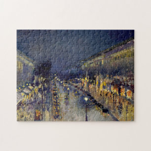 Camille Pissarro - Boulevard Montmartre at Night Jigsaw Puzzle