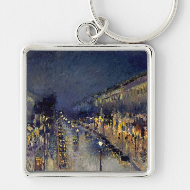 Camille Pissarro - Boulevard Montmartre at Night Key Ring (Front)