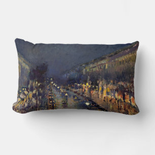Camille Pissarro Boulevard Montmartre at Night Lumbar Cushion
