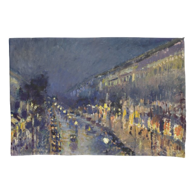 Camille Pissarro - Boulevard Montmartre at Night Pillowcase (Front)