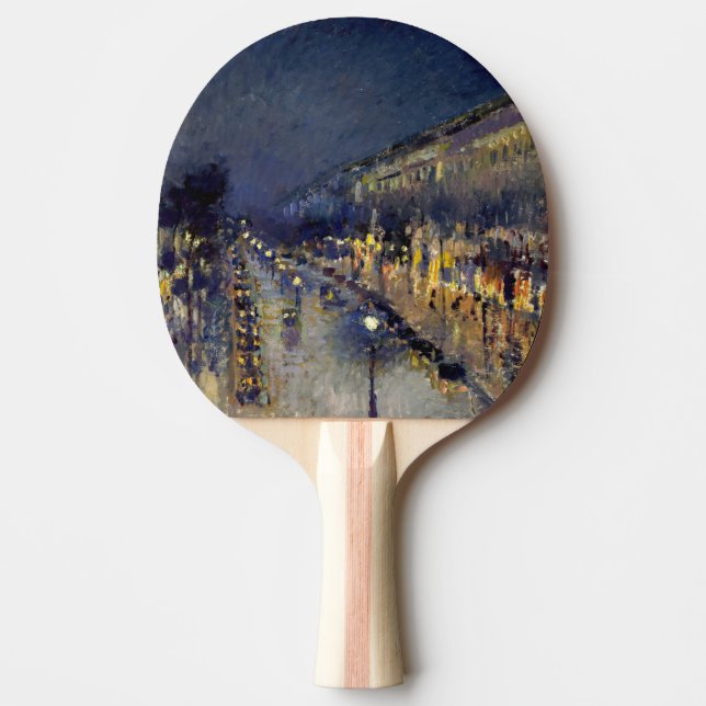 Camille Pissarro - Boulevard Montmartre at Night Ping Pong Paddle (Front)