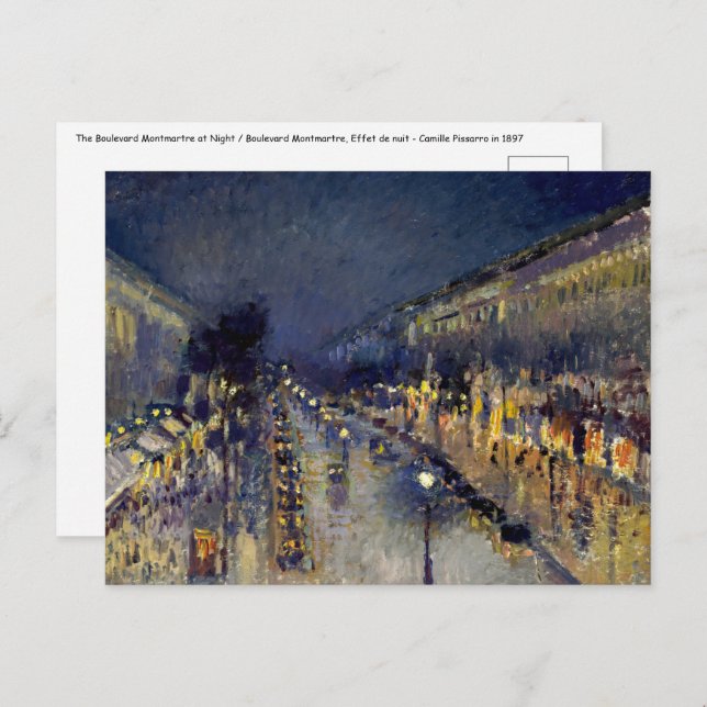 Camille Pissarro - Boulevard Montmartre at Night Postcard (Front/Back)