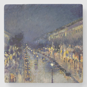Camille Pissarro - Boulevard Montmartre at Night Stone Coaster