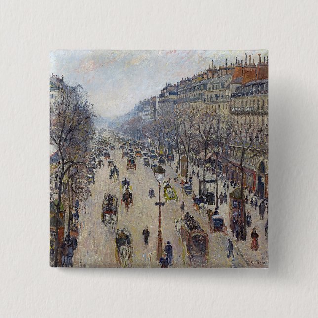 Camille Pissarro - Boulevard Montmartre, morning 15 Cm Square Badge (Front)
