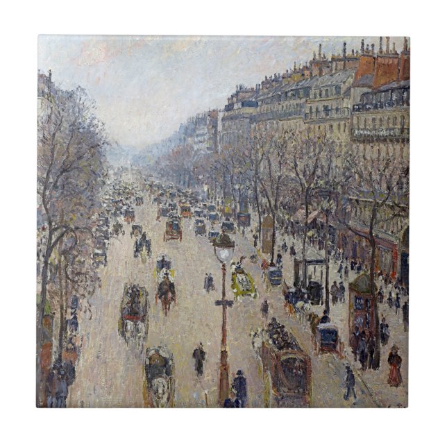 Camille Pissarro - Boulevard Montmartre, morning Ceramic Tile (Front)
