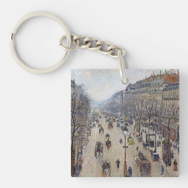 Camille Pissarro - Boulevard Montmartre, morning Key Ring (Front)