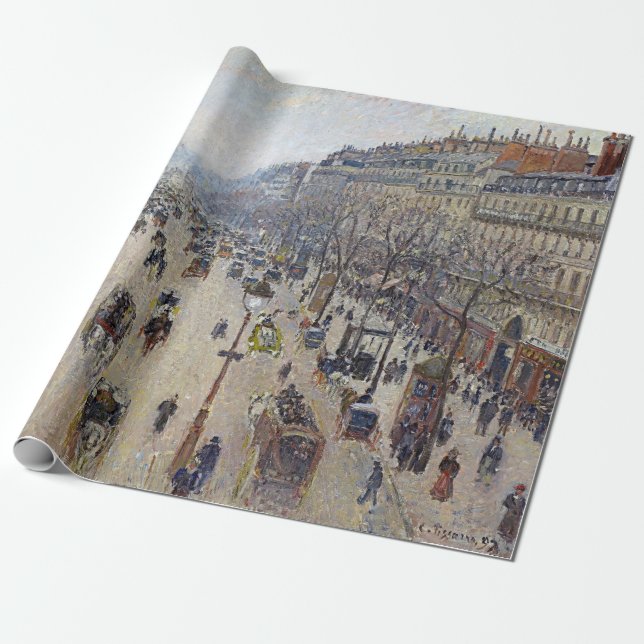 Camille Pissarro - Boulevard Montmartre, morning Wrapping Paper (Unrolled)