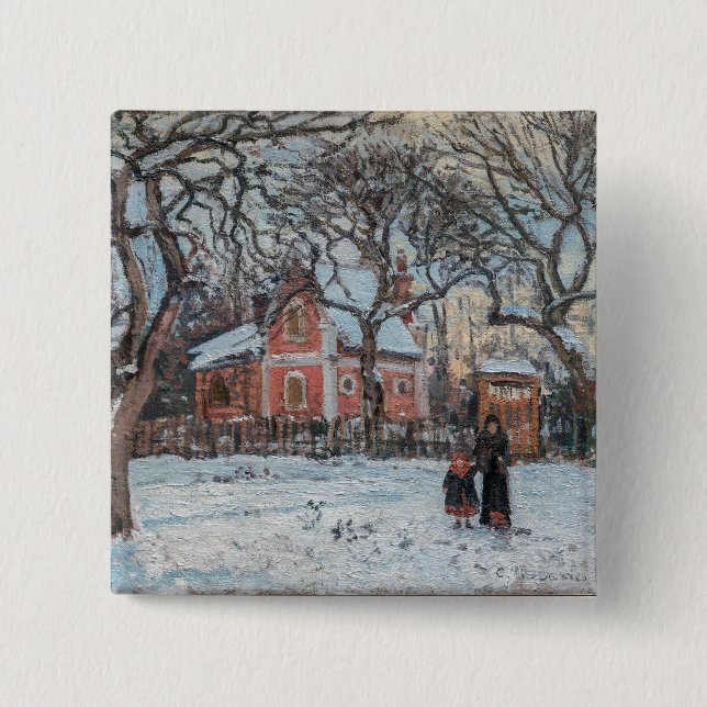 Camille Pissarro - Chataigniers a Louvecienne 15 Cm Square Badge (Front)