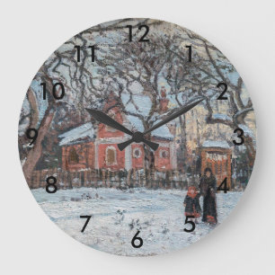 Camille Pissarro - Chataigniers a Louvecienne Large Clock
