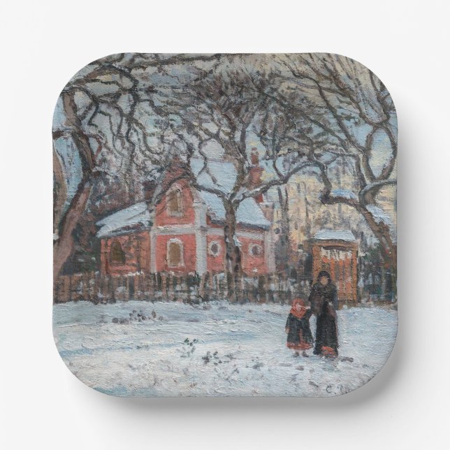 Camille Pissarro - Chataigniers a Louvecienne Paper Plate (Front)