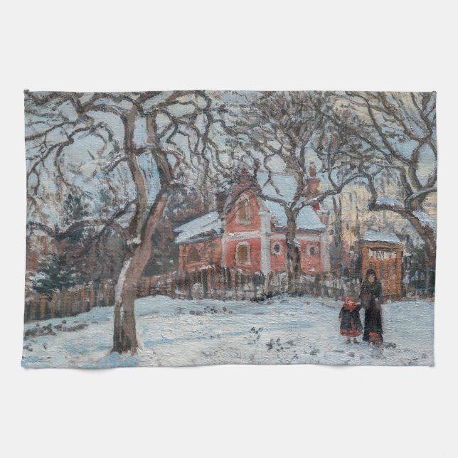 Camille Pissarro - Chataigniers a Louvecienne Tea Towel (Horizontal)